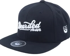 Clearance Bearded Man Retro Script 3d Logo Snapback - Black