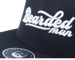 Clearance Bearded Man Retro Script 3d Logo Snapback - Black