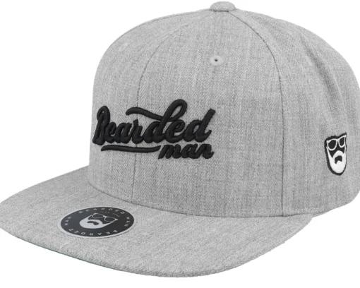 Clearance Bearded Man Retro Script 3d Logo Snapback - Black