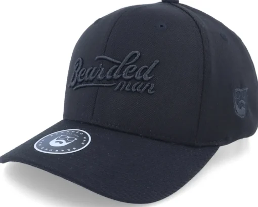 Clearance Bearded Man Retro Script 3d Logo Snapback - Black
