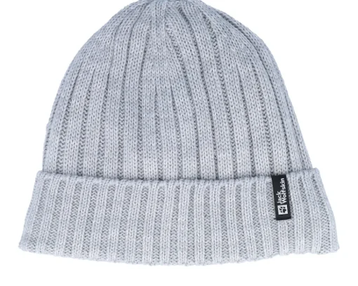 Sale Jack Wolfskin Rib Knit Beanie Grey Heather Cuff -