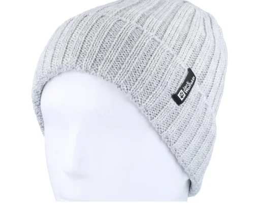 Sale Jack Wolfskin Rib Knit Beanie Grey Heather Cuff -