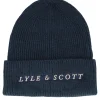 New Lyle & Scott Ribbed Beanie Dark Navy Cuff - Blue