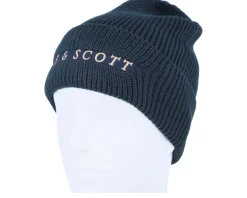 New Lyle & Scott Ribbed Beanie Dark Navy Cuff - Blue