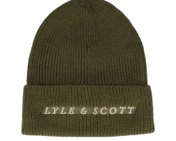 New Lyle & Scott Ribbed Beanie Dark Navy Cuff - Blue