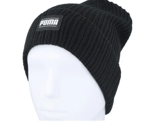 Cuff Beanies-Puma Ribbed Classic Beanie Black Cuff -