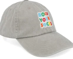 Dad Cap-Iconic Rock Your Socks Vintage Washed Grey Dad Cap -