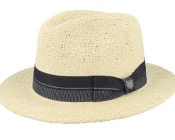 Fedora-Brixton Roma Fedora Natural/Black Straw Hat -
