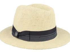 Fedora-Brixton Roma Fedora Natural/Black Straw Hat -