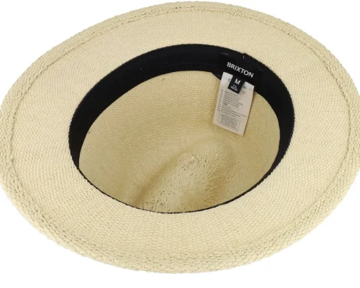 Straw Hat-Brixton Roma Straw Fedora Natural Straw Hat -