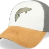 New MJM Hats Salmon Cotton White/Olive/Suede Adjustable -