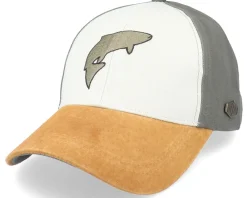 New MJM Hats Salmon Cotton White/Olive/Suede Adjustable -