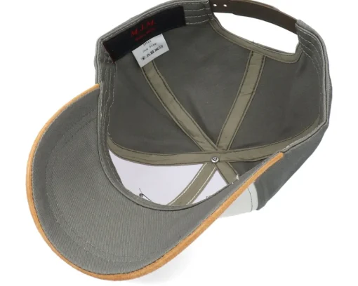New MJM Hats Salmon Cotton White/Olive/Suede Adjustable -