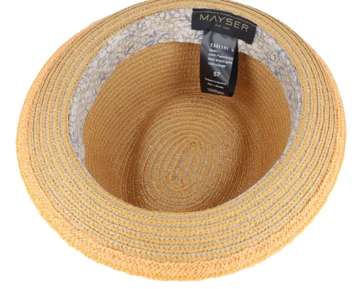 Straw Hat-Mayser Samu Paperbraid Brown-gem Straw Hat - Beige
