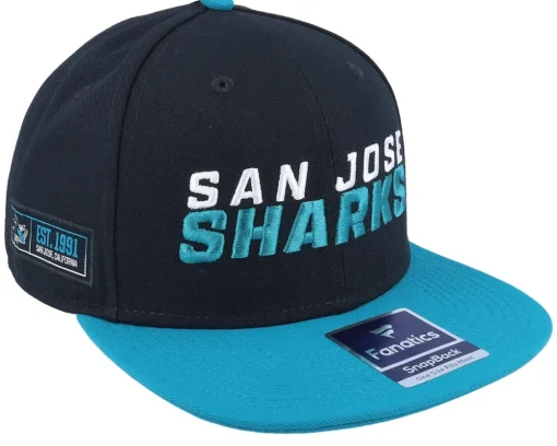 Snapback-Fanatics San Jose Sharks Iconic Color Blocked Black/Active Blue Snapback -