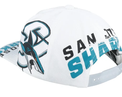 Snapback-Mitchell & Ness San Jose Sharks In Your Face Deadstock Snapback - White