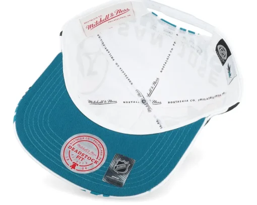 Snapback-Mitchell & Ness San Jose Sharks In Your Face Deadstock Snapback - White