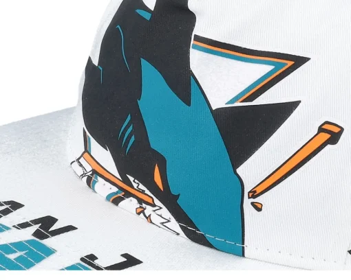 Snapback-Mitchell & Ness San Jose Sharks In Your Face Deadstock Snapback - White