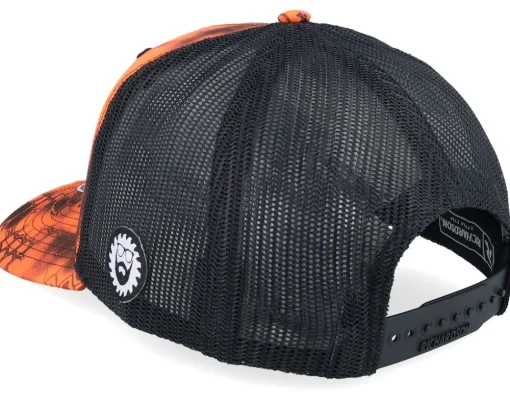 Trucker-Bearded Man Saw Blade Logo 112p Kryptek Inferno/Black Trucker - Orange