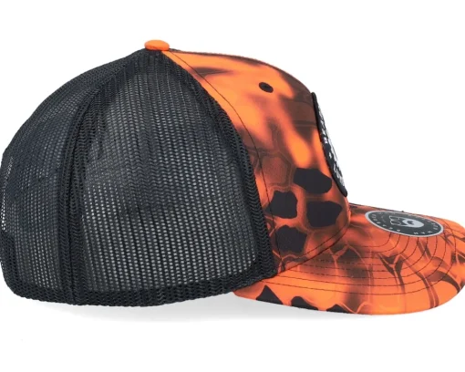 Trucker-Bearded Man Saw Blade Logo 112p Kryptek Inferno/Black Trucker - Orange
