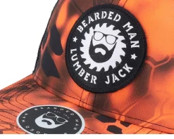 Trucker-Bearded Man Saw Blade Logo 112p Kryptek Inferno/Black Trucker - Orange