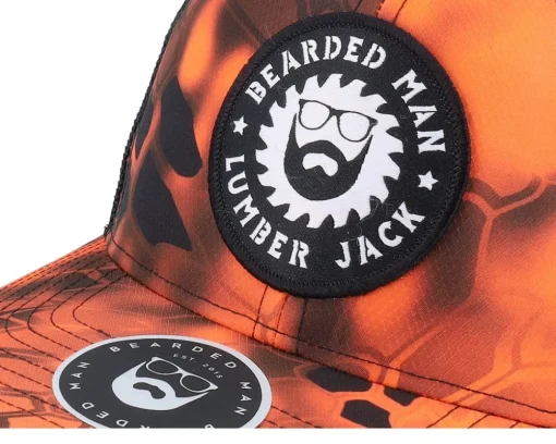 Trucker-Bearded Man Saw Blade Logo 112p Kryptek Inferno/Black Trucker - Orange