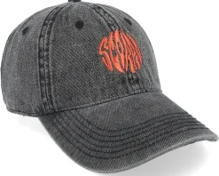 Dad Cap-Delulu Scorpio Snow Washed Black Denim Dad Cap -