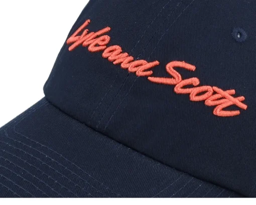 Dad Cap-Lyle & Scott Script Embroidery Baseball Cap Dark Navy Dad Cap - Black
