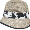 New Seeberger Seagras Cloche With Trimming Nature-Black Straw Hat -