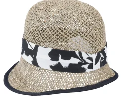 New Seeberger Seagras Cloche With Trimming Nature-Black Straw Hat -