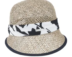 New Seeberger Seagras Cloche With Trimming Nature-Black Straw Hat -