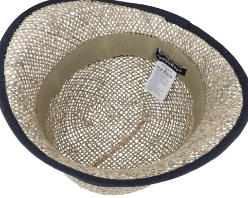 New Seeberger Seagras Cloche With Trimming Nature-Black Straw Hat -