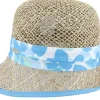 Fashion Seeberger Seagras Leaf Print Natural/Light Blue Cloche -