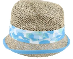 Fashion Seeberger Seagras Leaf Print Natural/Light Blue Cloche -