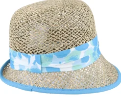 Fashion Seeberger Seagras Leaf Print Natural/Light Blue Cloche -
