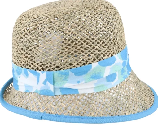Fashion Seeberger Seagras Leaf Print Natural/Light Blue Cloche -