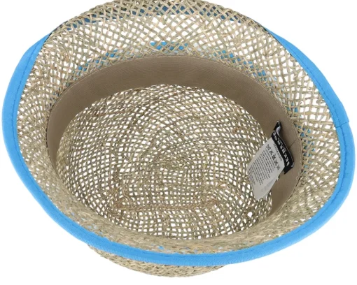 Fashion Seeberger Seagras Leaf Print Natural/Light Blue Cloche -