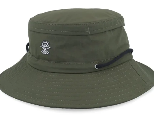 Buckets-Rip Curl Searchers Tech Mid Brim Hat Dark Green Bucket -