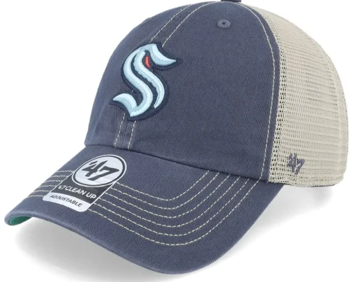 Trucker-47 Brand Seattle Kraken NHL Trawler Clean Up Vintage Navy Trucker -