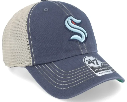 Trucker-47 Brand Seattle Kraken NHL Trawler Clean Up Vintage Navy Trucker -