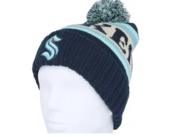 Pom Beanies-American Needle Seattle Kraken Pillow Line Navy/Ivory/Seafoam Pom - Blue