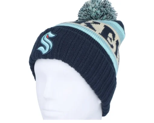 Pom Beanies-American Needle Seattle Kraken Pillow Line Navy/Ivory/Seafoam Pom - Blue