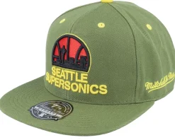 Fitted-Mitchell & Ness Seattle Supersonics Dusty Olive Fitted -