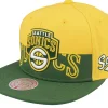 Best Mitchell & Ness Seattle Supersonics Half & Half Yellow/Green Snapback -