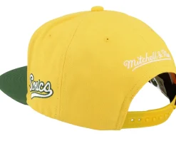 Best Mitchell & Ness Seattle Supersonics Half & Half Yellow/Green Snapback -