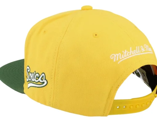 Best Mitchell & Ness Seattle Supersonics Half & Half Yellow/Green Snapback -