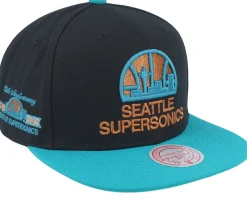Snapback-Mitchell & Ness Seattle Supersonics Make Cents Black/Teal Snapback -