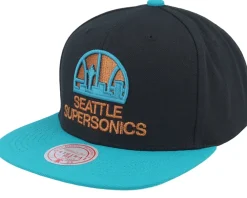 Snapback-Mitchell & Ness Seattle Supersonics Make Cents Black/Teal Snapback -
