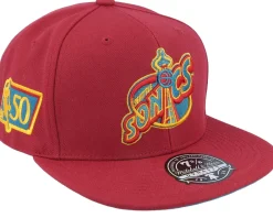 Fitted-Mitchell & Ness Seattle Supersonics Northern Lights Cardinal Fitted - Red