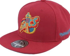 Fitted-Mitchell & Ness Seattle Supersonics Northern Lights Cardinal Fitted - Red